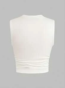 Sweetra Canotta donna casual, aderente, senza maniche, in maglia elastica, versatile, di taglia comoda