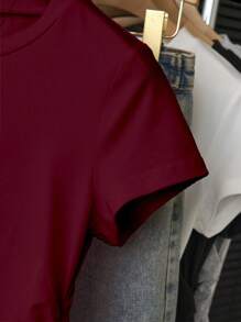 INAWLY Camiseta sencilla y lisa para mujer de talla grande, de moda para el verano