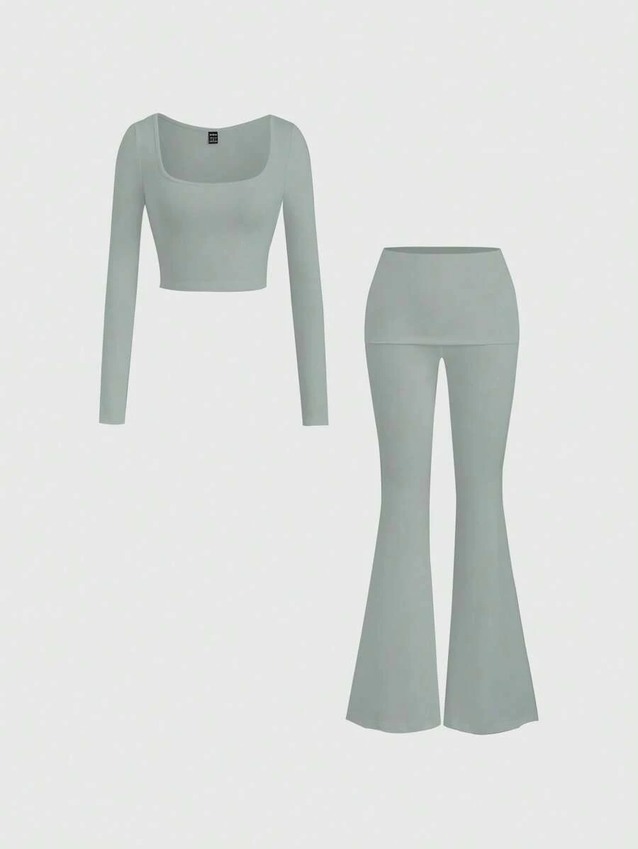 SHEIN Unity 女式休闲紧身长袖上衣和长裤两件套