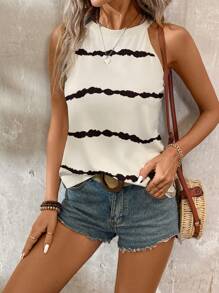 SHEIN LUNE Plus Size Casual Striped Print Camisole And Tank Tops For Summer