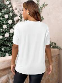 INAWLY Camiseta holgada de manga corta, cuello redondo y estampado de corazones para mujer de talla grande