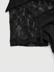 ROMWE Grunge Punk Y2K Harajuku Gal Style Lace Backless Halter Tank Top For Women - Black - View 3