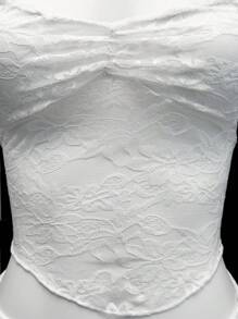 EgrlEra 2pcs Women Lace Sheer Halter Tank Top And Mini Skirt Set - White - View 5