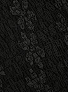 Sweetra Plus Size Punk Goth Style Collared Jacquard Patchwork Grommet Tie Waist A-Line Shirt - Black - View 5