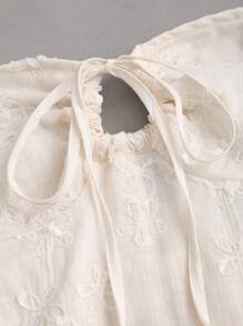 Sweetra Đầm Bandeau Jacquard Trang Trí Hình Tròn Màu Trơn Y2K Outfit - Màu be - Xem 3