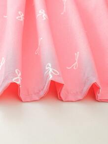 Girls' Sweet Butterfly Print Puff Sleeve Colorblock Spring Dress With Bow Design, & Elegant For Summer, Young Girl Formal Dress