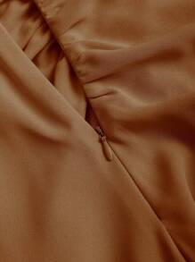 Sweetra Falda de mujer nueva de color burdeos estilo retro con volantes y bajo a diferentes alturas, falda con cintura con cordón y bajo en capas, falda de fiesta, falda estilo bohemio para primavera y verano - Caqui - Ver 5