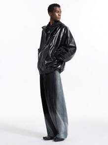 NEON BLANC Men's Woven Loose Fit Gradient Grey Street Fashion Denim Jeans, Streetwear Edition - Dark Grey - View 1