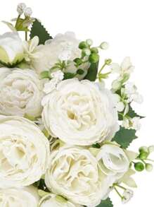 SHEIN 1pc / 3pcs White Artificial Flower Hydrangea Fake Peony Silk Flowers Rose Bouquet For Home Wedding Bride Bouquet Decor White, Valentine Day, Gift