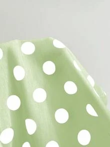 SHEIN Unity Valentine's Day Polka Dot Bowknot Ruched Halter Neck Tank Top - Green - View 6