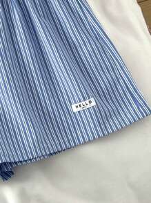 SHEIN Pantalones de pijama de cintura elástica con botones y decoración de rayas para adolescentes, ropa de dormir para graduación