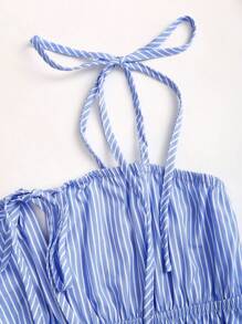 Sweetra Set de 2 piezas Top de tirantes y pantalones casuales de verano a rayas para mujer