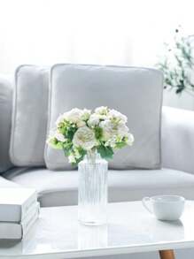 SHEIN 1pc / 3pcs White Artificial Flower Hydrangea Fake Peony Silk Flowers Rose Bouquet For Home Wedding Bride Bouquet Decor White, Valentine Day, Gift