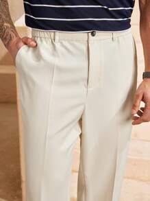 EASEVO Pantalones anchos de traje de color albaricoque para hombres de talla grande - Albaricoque - Ver 6