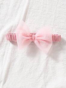 2pcs/Set Baby Girl Elegant Floral Embroidery Lace Trim Bubble Sleeve Square Collar Pink Princess Dress With Bow Headband, Suitable For Birthday, Party, Vacation, Spring/Summer - Pink - View 4