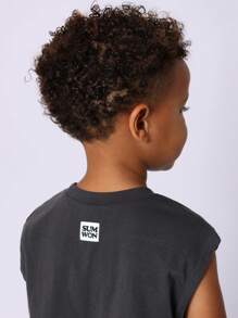 SUMWON 男童夏季 1980 两件套背心破洞牛仔短裤运动休闲都市街头时尚服装 4 岁幼儿 - 彩色 - 查看 6