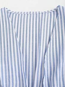 SHEIN LUNE Plus Size Women's Woven Striped Shirt, All Season Fall Cloth For Women - Multicolor - View 6
