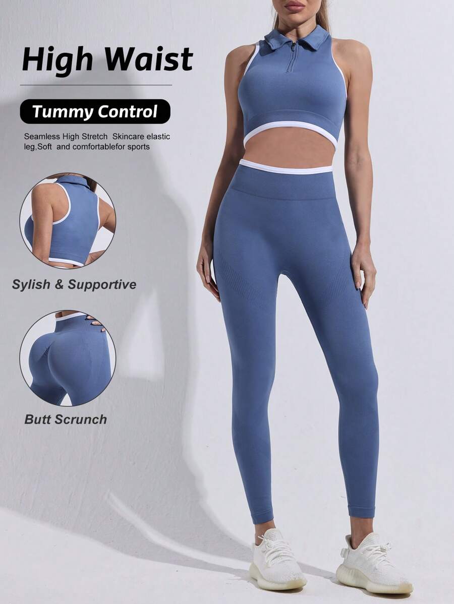 Easithlete 无袖上衣和裤子运动装，适合夏季的简约时尚