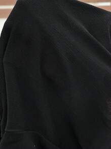 SHEIN Áo thun tay ngắn tua rua họa tiết hoa chắp vá cho bà bầu - màu đen - Xem 7