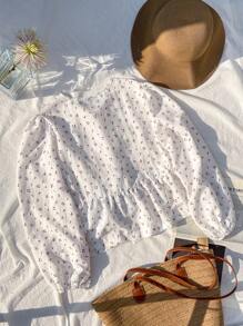 Comfortcana Áo sơ mi dệt trắng có thiết kế hình trái tim và nơ đáng yêu phía trước - trắng - Xem 2