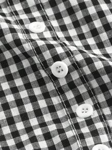 SHEIN MOD 女式春季黑白格子束腰休闲连衣裙