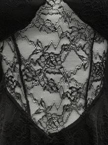 EgrlEra 女士性感蕾丝喇叭迷你连衣裙 - 黑色 - 查看 7