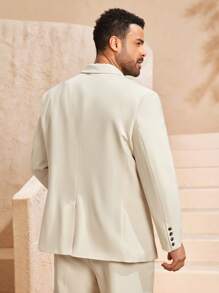 EASEVO Blazer de manga larga holgado de talla grande para hombre, para otoño e invierno - Albaricoque - Ver 3