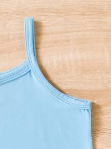 SHEIN Young Girl Fashionable Cotton-Blend Black And White 2 Packs Camisoles Suitable For Summer Basic Topssleeveless Topsbasic Topdress Topsblack And White Top - Multicolor - View 4