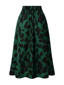 Maweii 大码女式豹纹休闲裙 - 綠色 - 查看 2