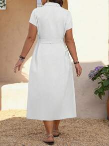 EMERY ROSE 大码女式纯色束腰休闲连衣裙