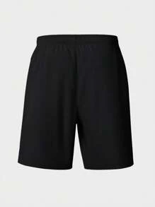 Manfinity Sport Polished Men's Letter Print Long Sleeve Sweatshirt, Letter Webbing Leggings And Shorts 3pcs Sports Suit Workout Clothes Running Sets - Black - View 2