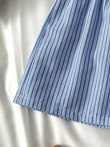 SHEIN Pantalones de pijama de cintura elástica con botones y decoración de rayas para adolescentes, ropa de dormir para graduación