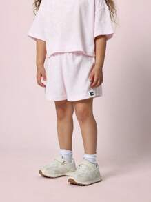 SUMWON Mädchen Terry Zwei-Teiler Set Sommer Loungewear Weicher Frottee Zusammenpassendes Outfit Lässiger Freizeitanzug Athletischer Komfort Tragen Strandüberwurf Set