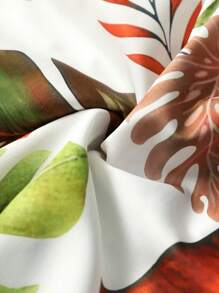 SHEIN Clasi Plus Size Casual Resort Beach V-Neck Ruffle Sleeve Dress - Multicolor - View 3