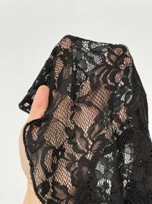 EgrlEra Fashionable Women's Black Lace Flared Leg Long Pants - Black - View 8