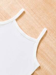 SHEIN Young Girl Fashionable Cotton-Blend Black And White 2 Packs Camisoles Suitable For Summer Basic Topssleeveless Topsbasic Topdress Topsblack And White Top - Multicolor - View 5