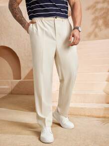 EASEVO Pantalones anchos de traje de color albaricoque para hombres de talla grande - Albaricoque - Ver 5