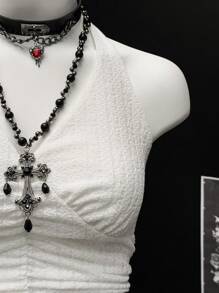 EgrlEra Top de tirantes finos con escote en V sexy, top de cami ajustado con drapeado para mujer