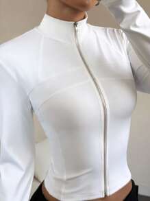 SHEIN Unity 女士休闲百搭紧身长袖夹克，适合所有季节