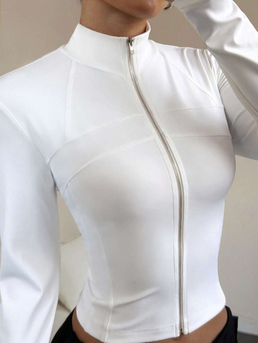 SHEIN Unity 女士休闲百搭紧身长袖夹克，适合所有季节