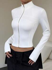 SHEIN Unity 女士休闲百搭紧身长袖夹克，适合所有季节