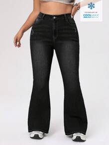 SHEIN ICON 大码经典牛仔裤，时尚且适合夏季 - 黑色 - 查看 1