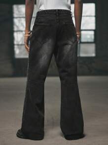 AXEPEAK Pantalones vaqueros de denim versátil y casual con bolsillos acampanados para hombres