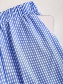 Sweetra Set de 2 piezas Top de tirantes y pantalones casuales de verano a rayas para mujer