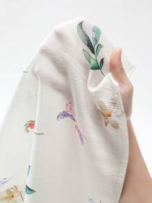 Heiryn 2 件套女士优雅花卉印花灯笼袖衬衫和裙子套装 - 白色 - 查看 4