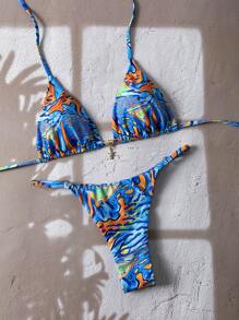 Elavelle Springbreak Women Random Print Spaghetti Strap Sexy Bikini Sets For Summer Beachwear - Multicolor - View 3