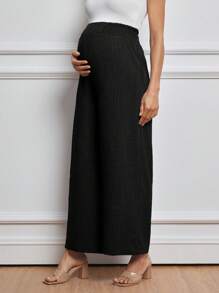 MaterniWear 孕妇休闲度假腰带阔腿蓝色裤子 - 黑色 - 查看 4