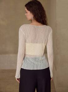 MOTF PREMIUM Top trasparente con dettagli in strass
