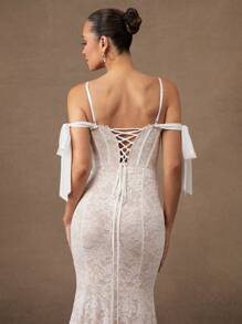 Silquee Premium Quality Graduation Solid Color Thick Strap Luxurious Sexy, Elegant Formal Maxi Prom Dress - White - View 7