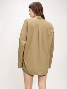 Zanirela Zanirela Fashionable 2 In 1 Long Sleeve Shirt Dress For Women Fall Cloth For Women - Khaki - View 3
